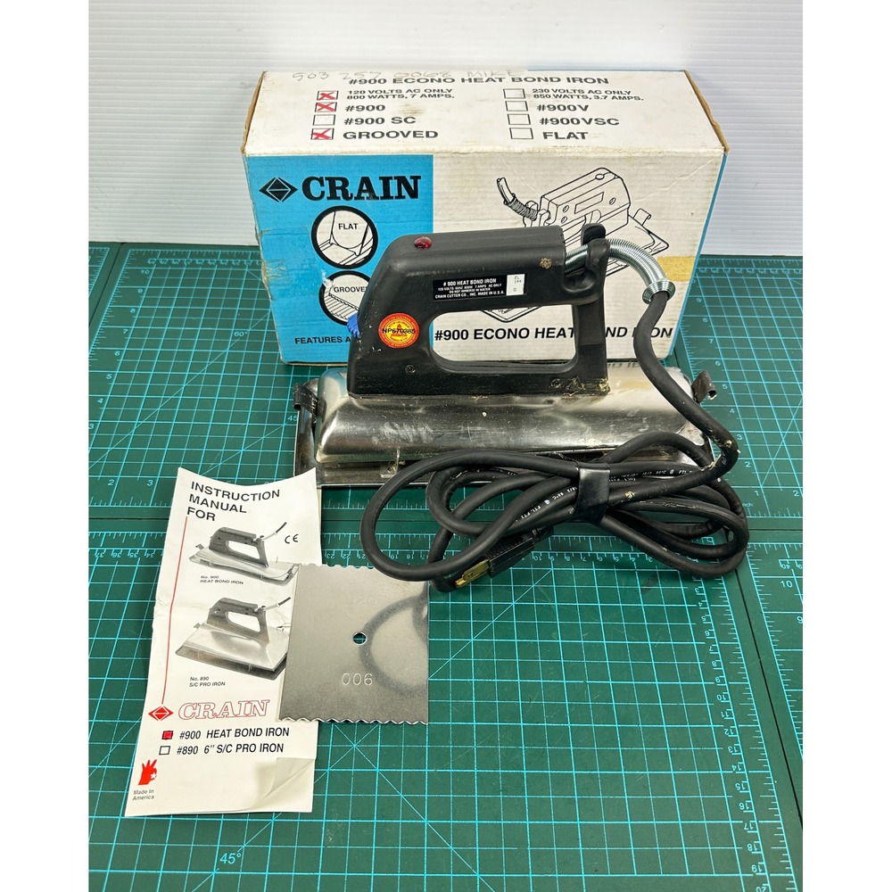 Crain 900 Econo Heat Bond Iron Carpet Seaming Tool Grooved Base 120V 800W USA